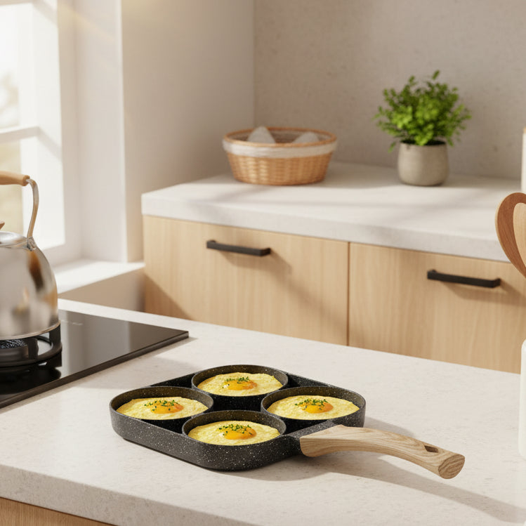 Padella per omelette antiaderente ChefVerra | Padella per friggere a 4 fori per uova, pancake e hamburger