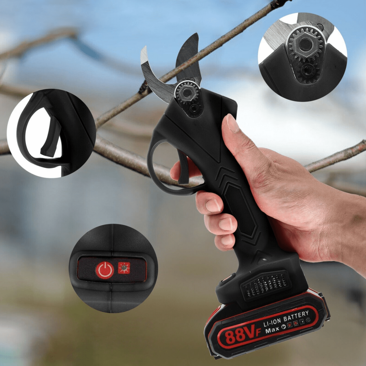 Electric Pruning Shears with Ergonomic Design – Lightweight, Long-lasting Battery, Cuts Branches Up to 3 cm-6