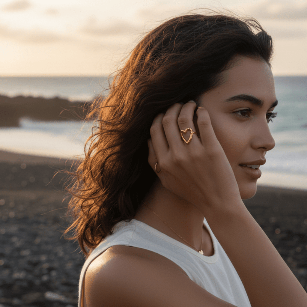 Bague cœur élégante réglable en acier inoxydable durable - légère et polyvalente