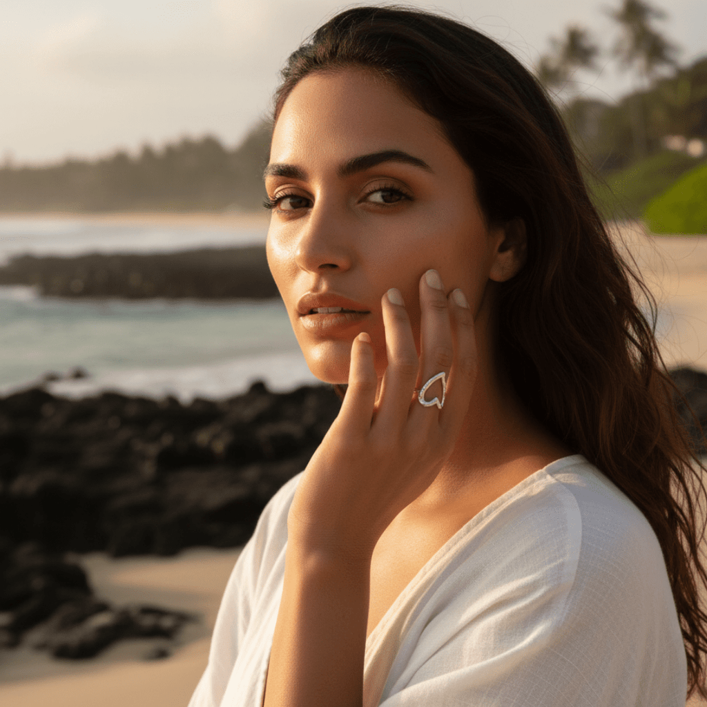 Bague cœur élégante réglable en acier inoxydable durable - légère et polyvalente