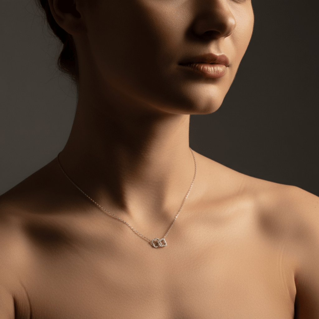 Elegante verstelbare zilverkleurige ketting met klaverontwerp - hypoallergeen roestvrij staal