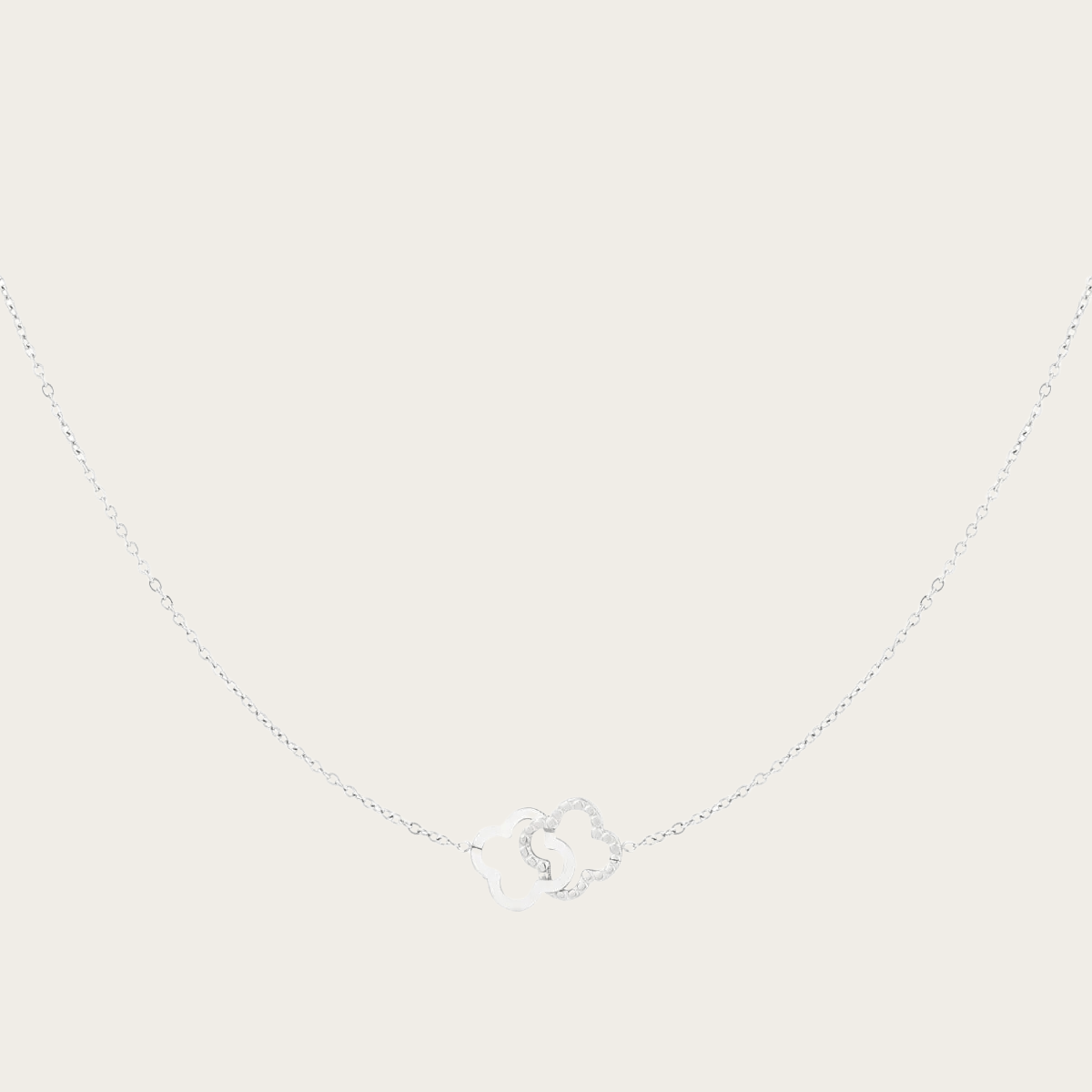 Elegante verstelbare zilverkleurige ketting met klaverontwerp - hypoallergeen roestvrij staal