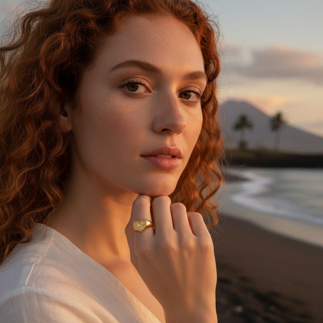 Elegantný anjelský pečatný prsteň - pozlátená alebo ródium pokovená mosadz