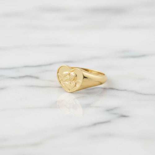 Angel Signet Gold Silver Ring