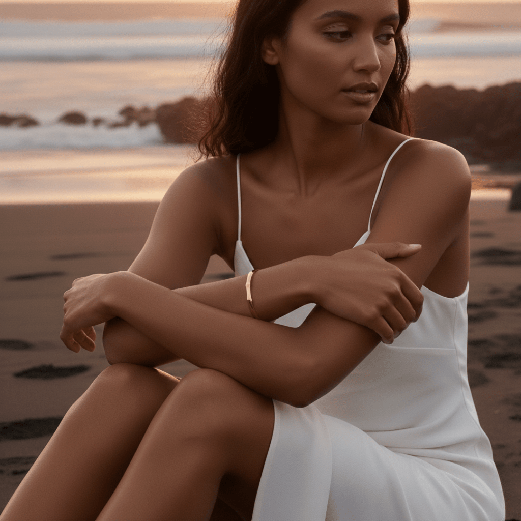 Elegante bamboe klik armband - stapelbaar verguld messing met veilige sluiting