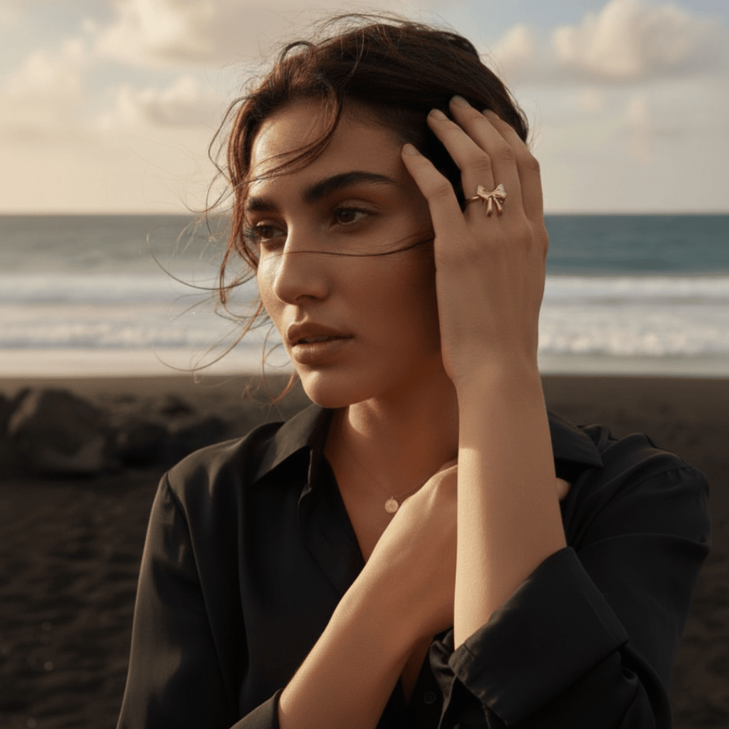 Anillo de Nudo Dorado Ocean Ribbon