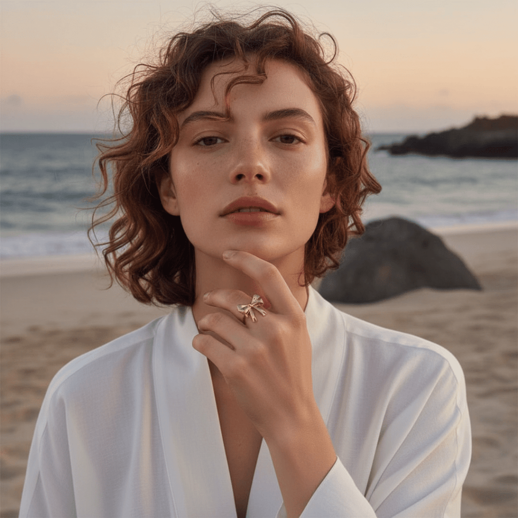 Anillo de Nudo Dorado Ocean Ribbon