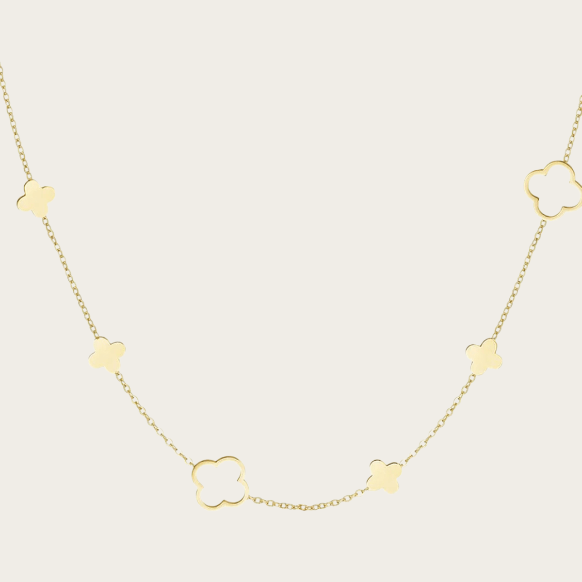 Elegante klaverketting - verstelbaar ontwerp van goudkleurig roestvrij staal voor het combineren in lagen