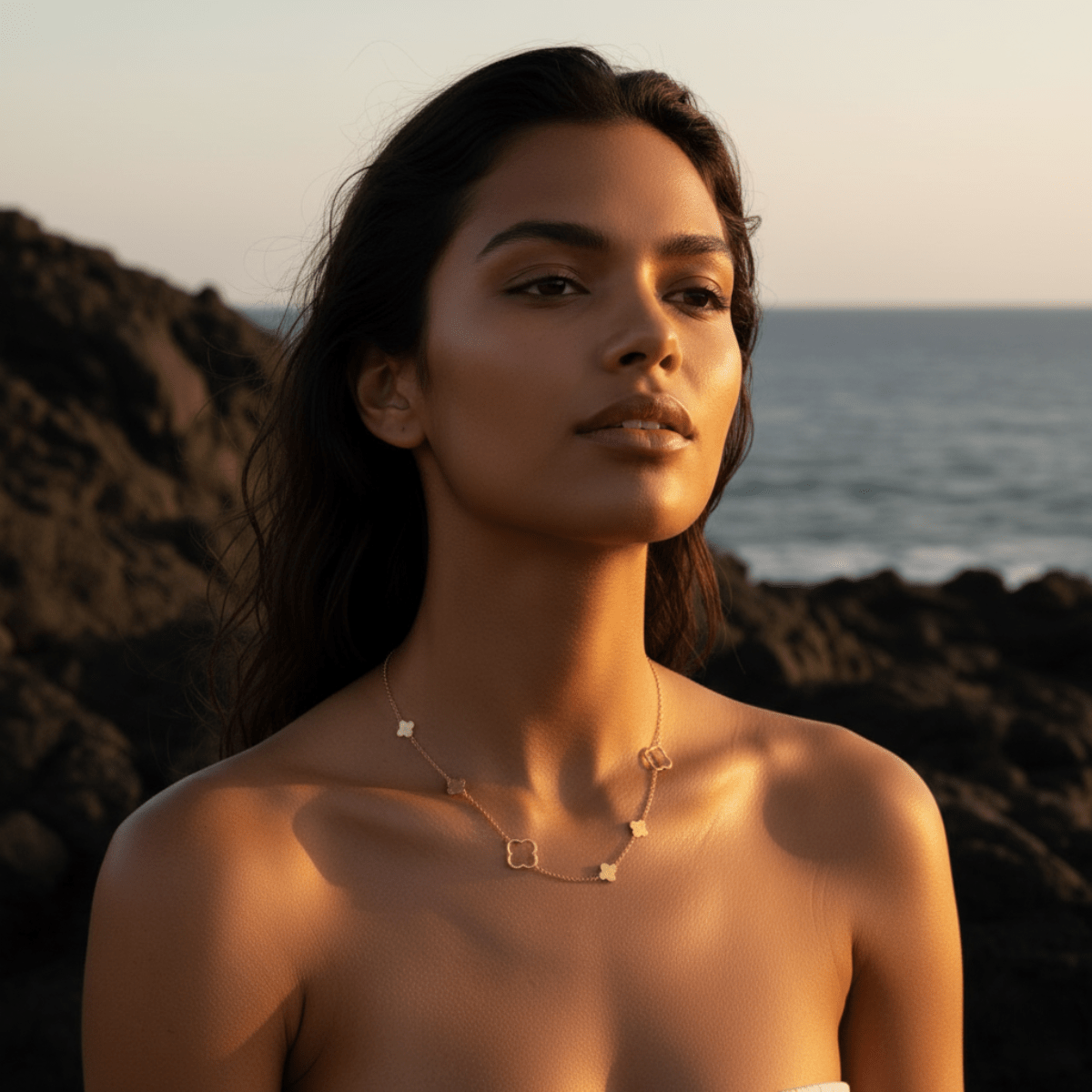 Elegante klaverketting - verstelbaar ontwerp van goudkleurig roestvrij staal voor het combineren in lagen