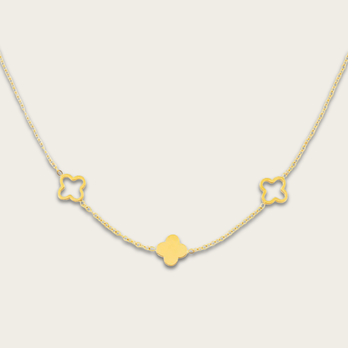Elegant Clover Necklace - Adjustable Gold Stainless Steel Jewelry for Luck