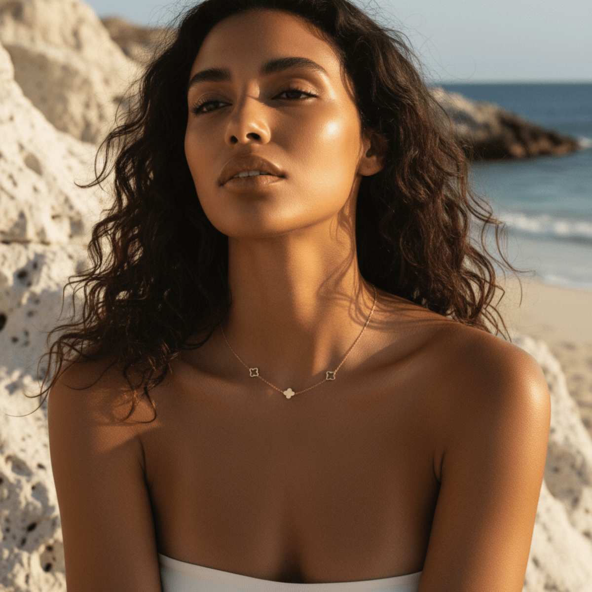 Elegant Clover Necklace - Adjustable Gold Stainless Steel Jewelry for Luck