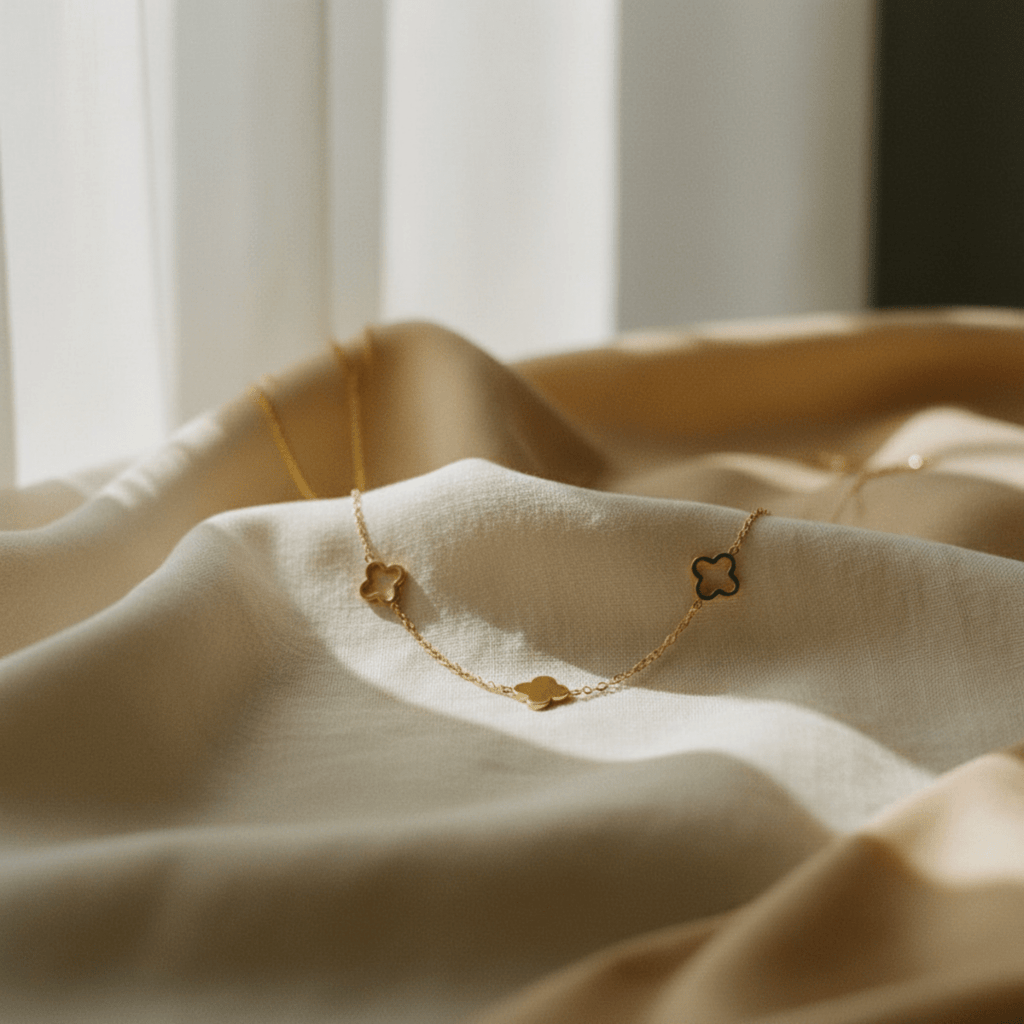 Elegant Clover Necklace - Adjustable Gold Stainless Steel Jewelry for Luck