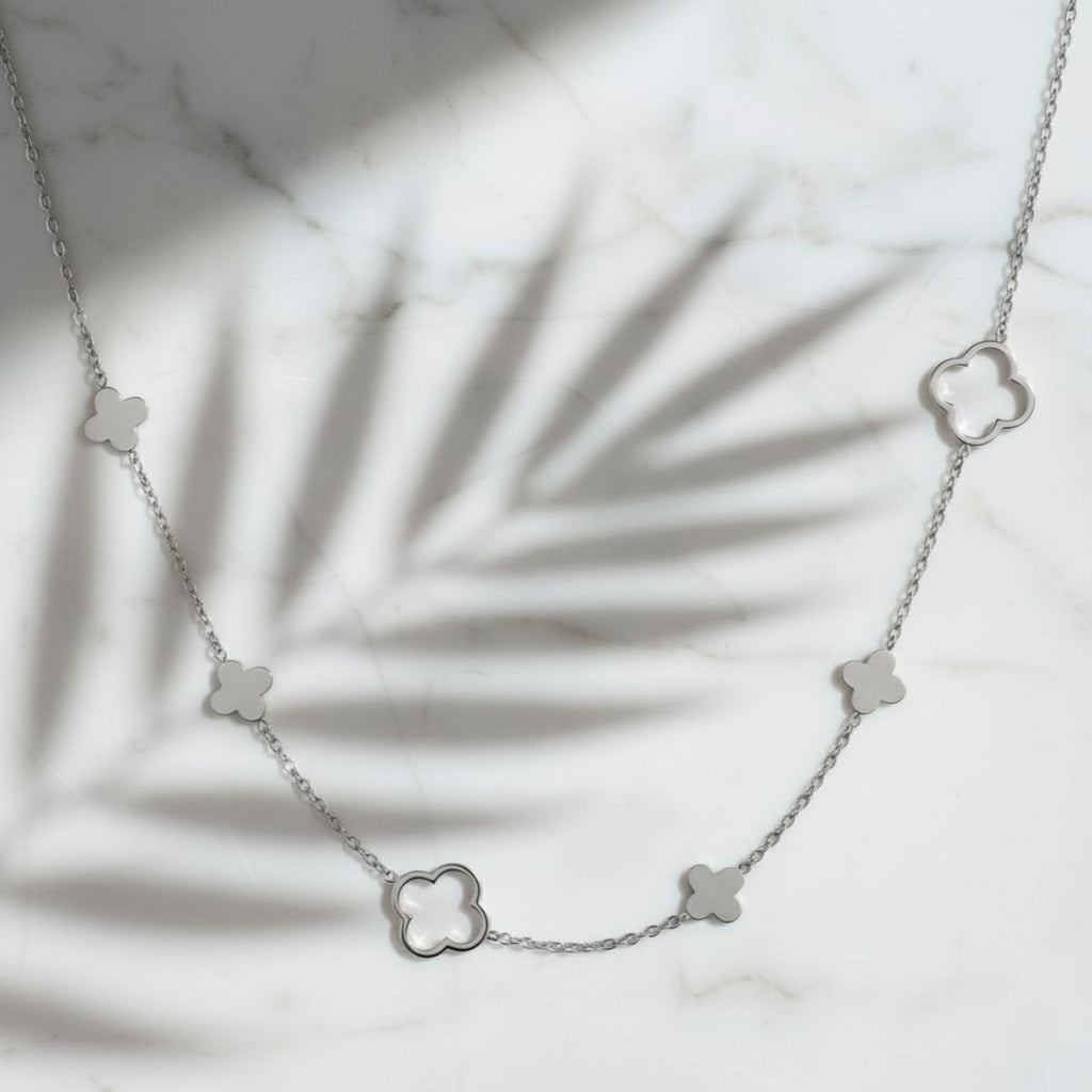 Elegant Clover Necklace - Adjustable Stainless Steel Design for Versatile Styling