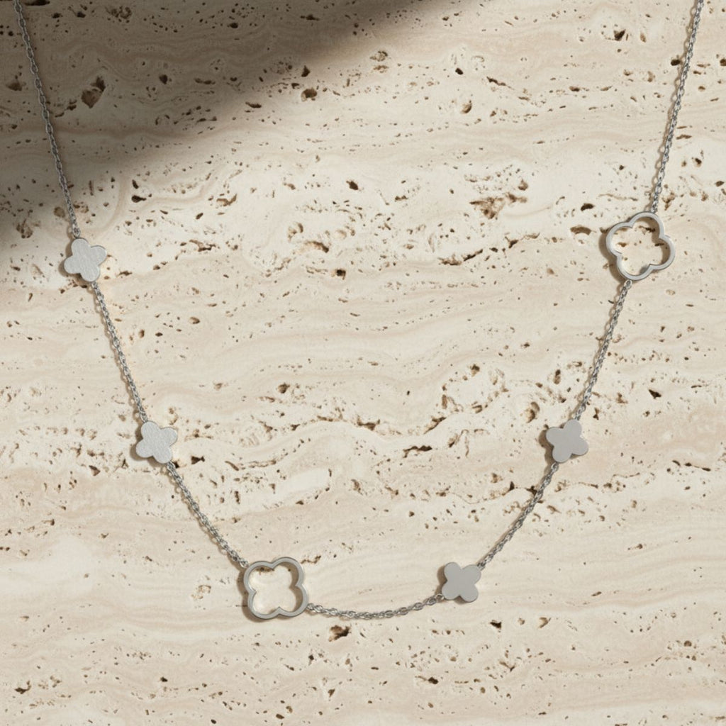 Elegant Clover Necklace - Adjustable Stainless Steel Design for Versatile Styling