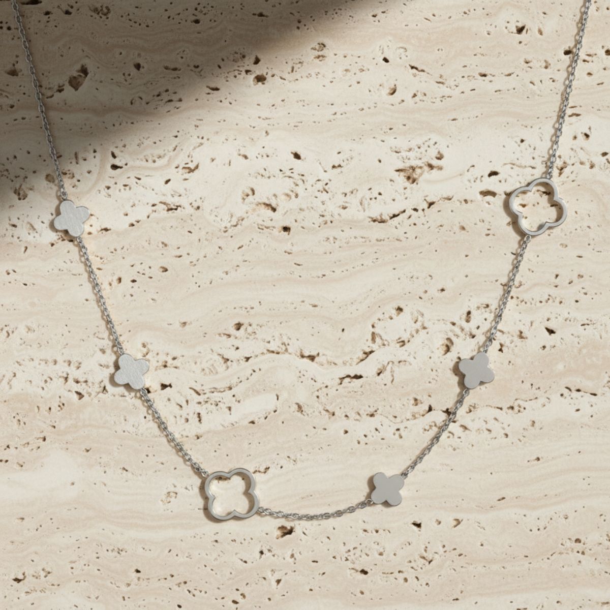 Elegant Clover Necklace - Adjustable Stainless Steel Design for Versatile Styling