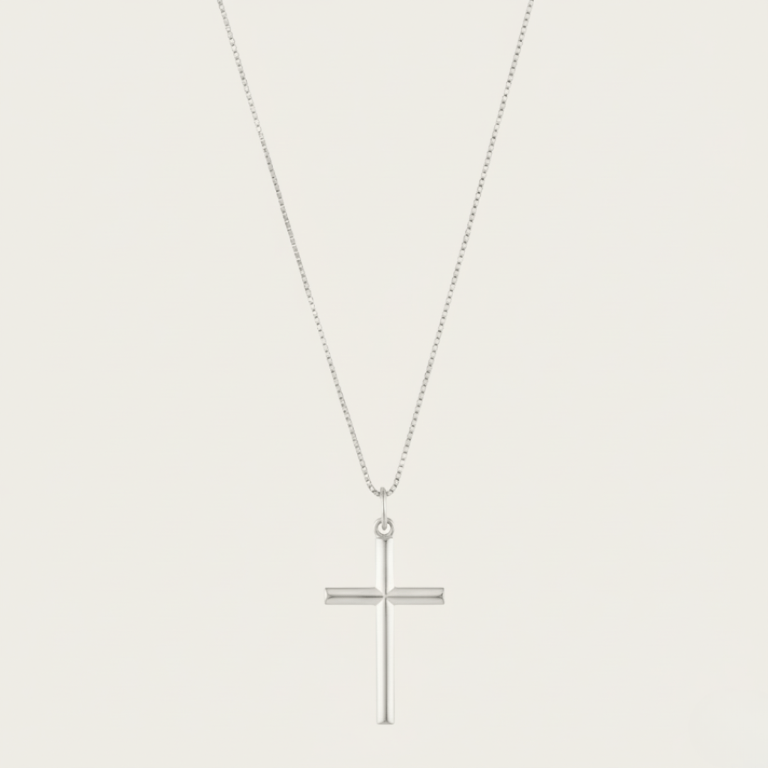 Elegante kruis hanger ketting - goud vermeil & rhodium messing