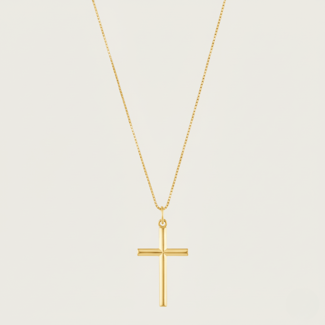 Elegante kruis hanger ketting - goud vermeil & rhodium messing