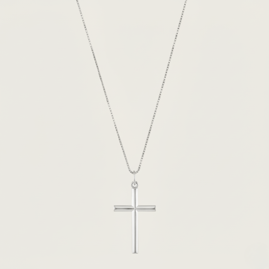 Elegante kruis hanger ketting - goud vermeil & rhodium messing