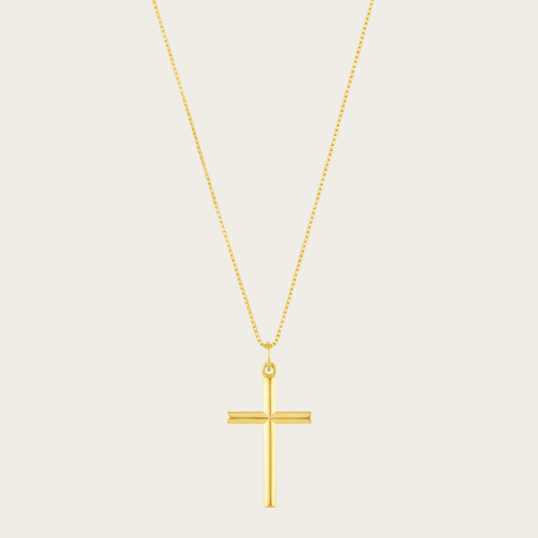 Elegante kruis hanger ketting - goud vermeil & rhodium messing