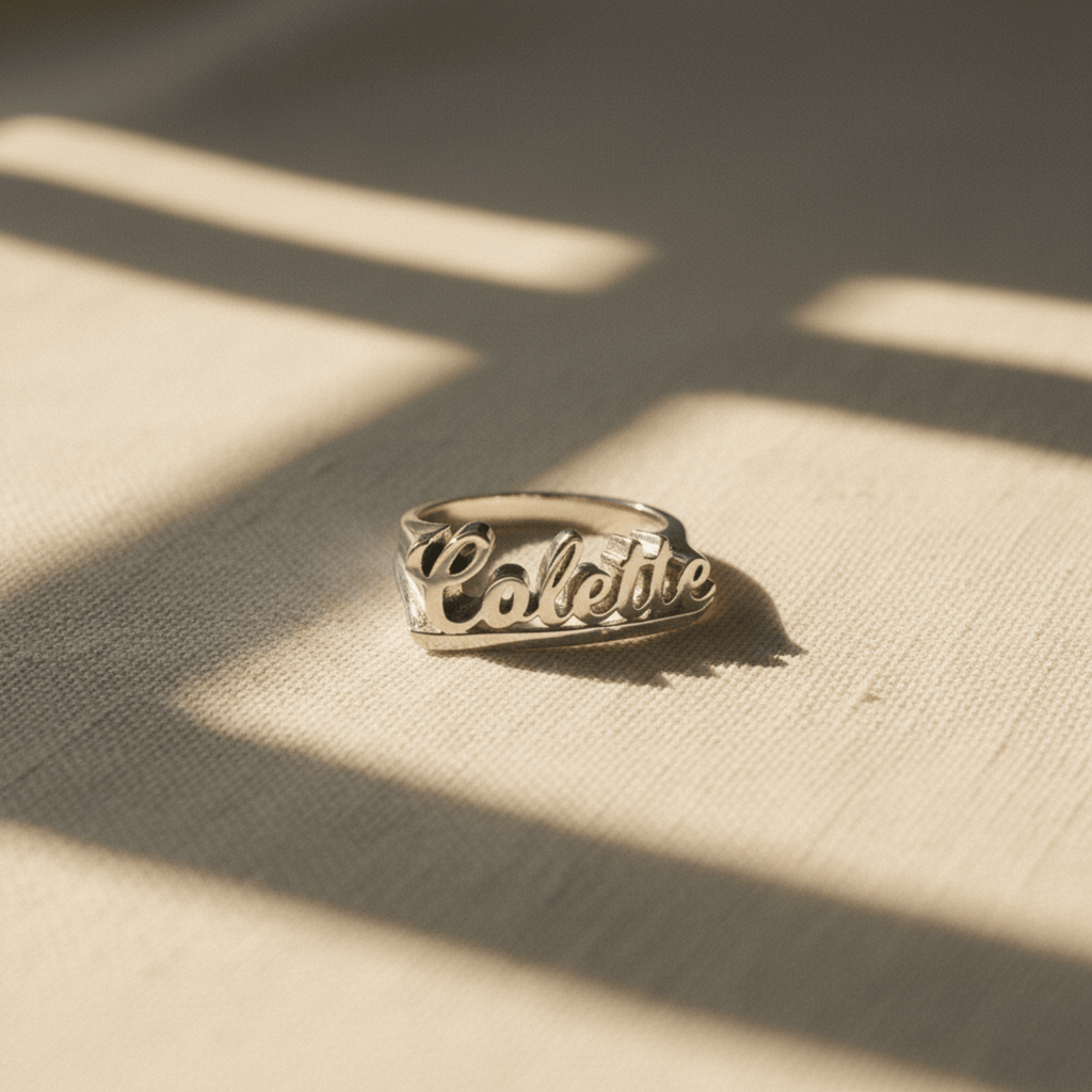 Dune gravure naam gouden zilveren ring