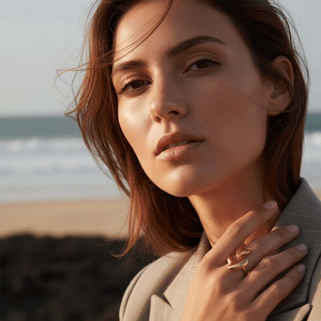 Elegante verstelbare ring met dubbele liefdesharten - gouden roestvrijstalen sieraden