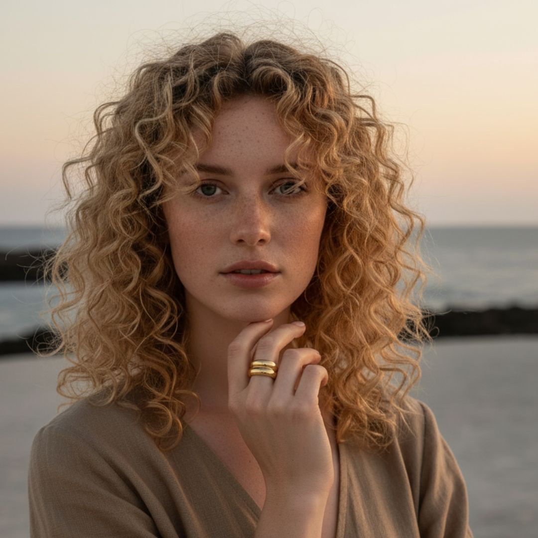 Dubbele Stroom Dikke Gouden Ring