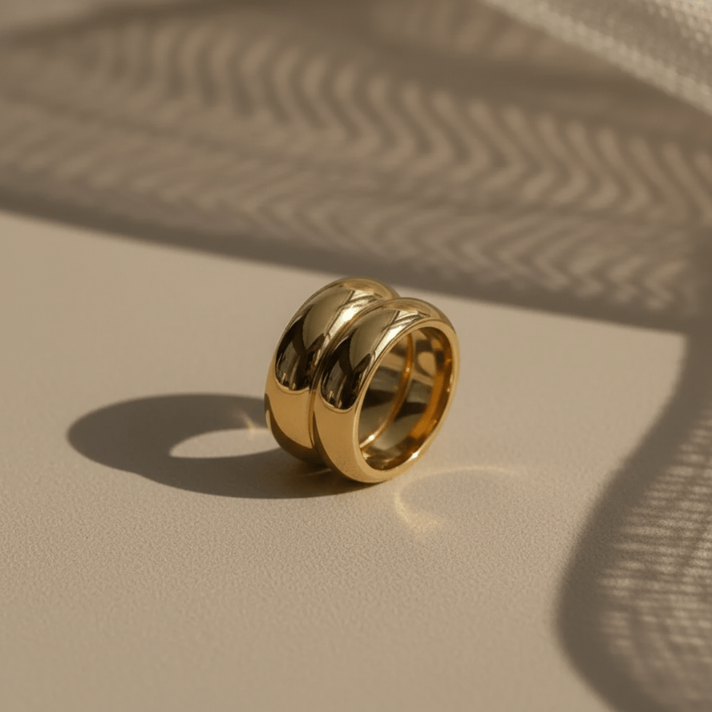 Dubbele Stroom Dikke Gouden Ring