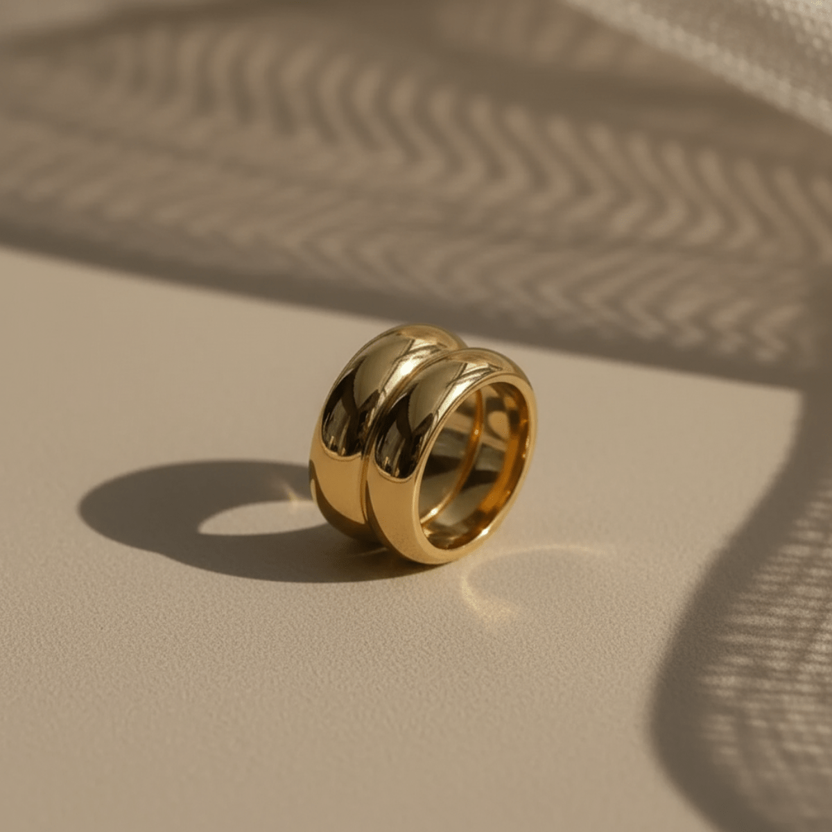 Dubbele Stroom Dikke Gouden Ring