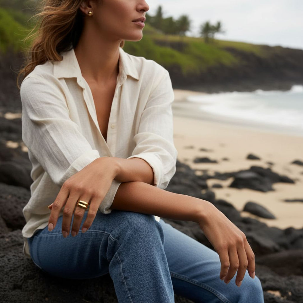 Dubbele Stroom Dikke Gouden Ring