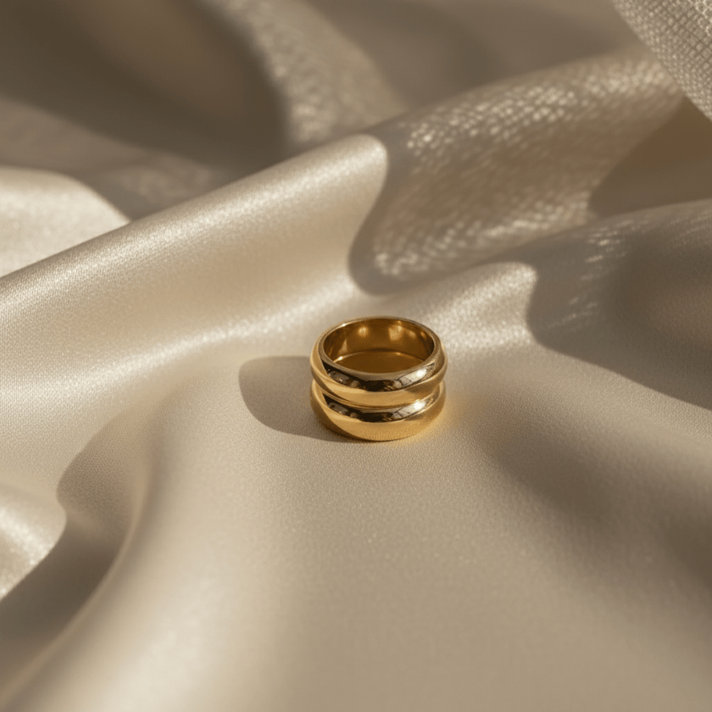 Dubbele Stroom Dikke Gouden Ring