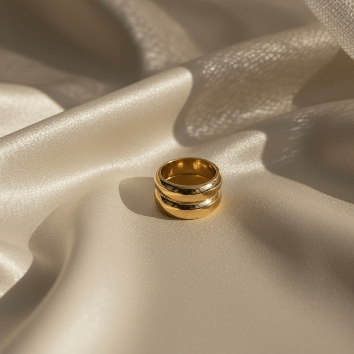 Dubbele Stroom Dikke Gouden Ring