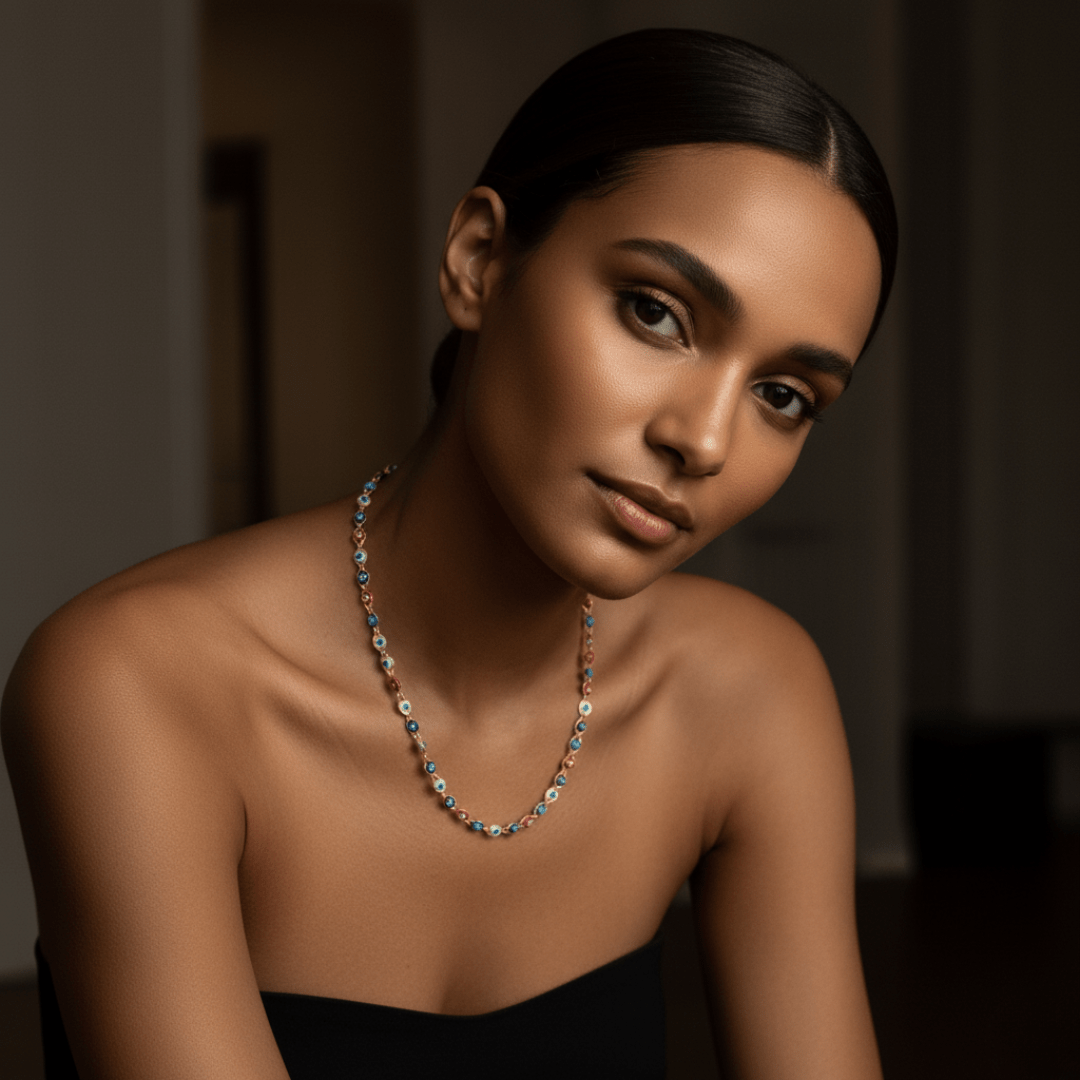 Elegant Oog van het Kwaad Gouden Ketting - Goud Gevuld