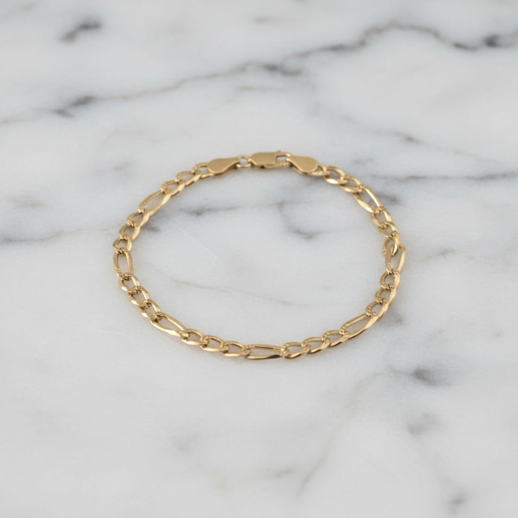 Elegant Figaro Link Bracelet - Gold Plated or Silver