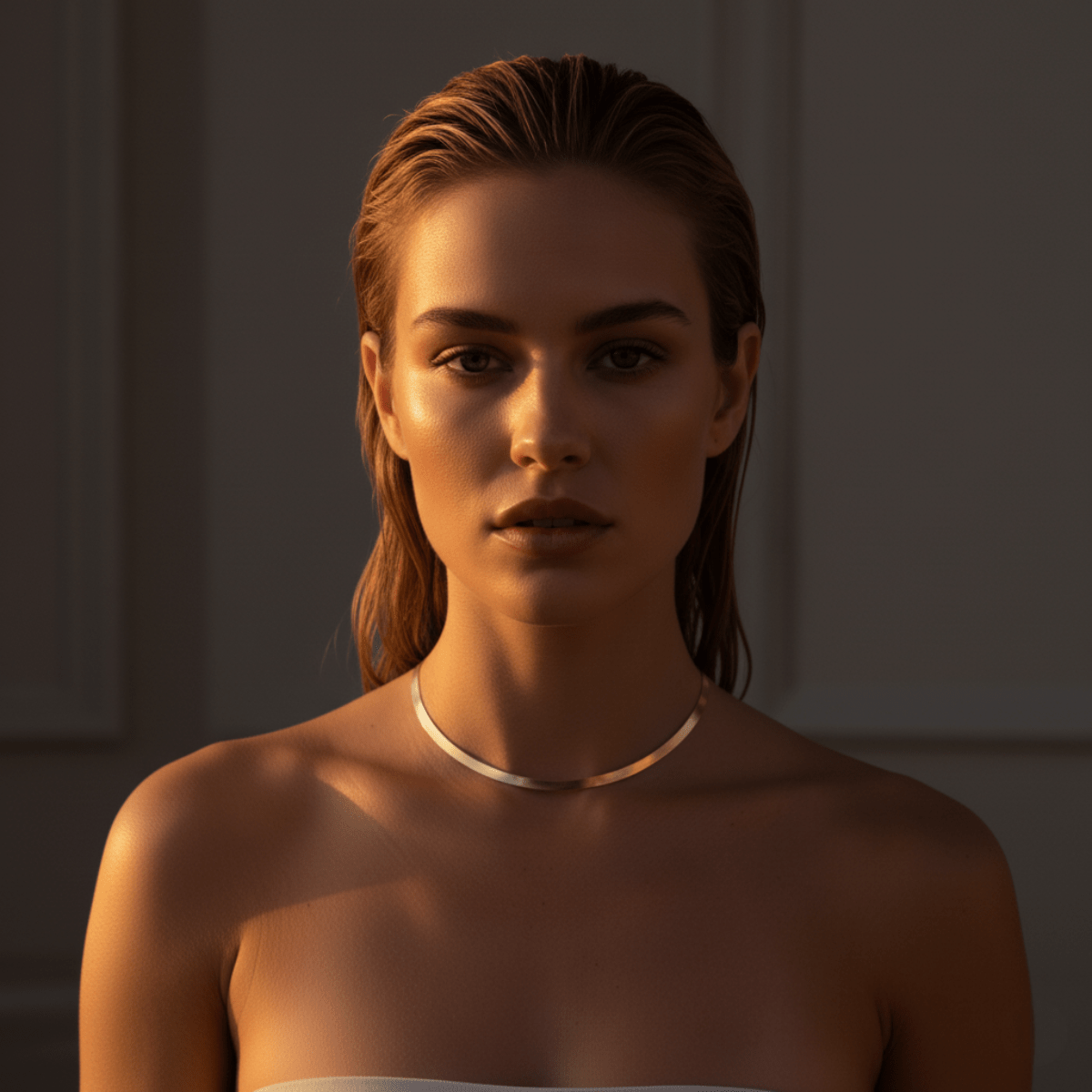 Elegante platte gouden ketting - verstelbare gouden choker