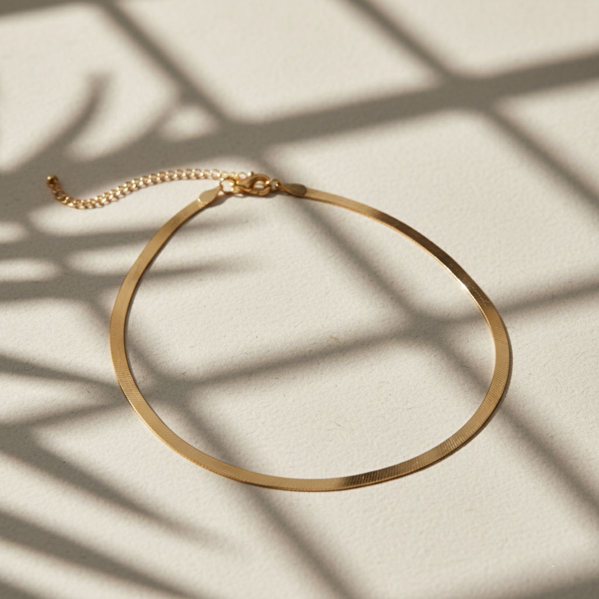 Elegante platte gouden ketting - verstelbare 18KT goud vermeil choker