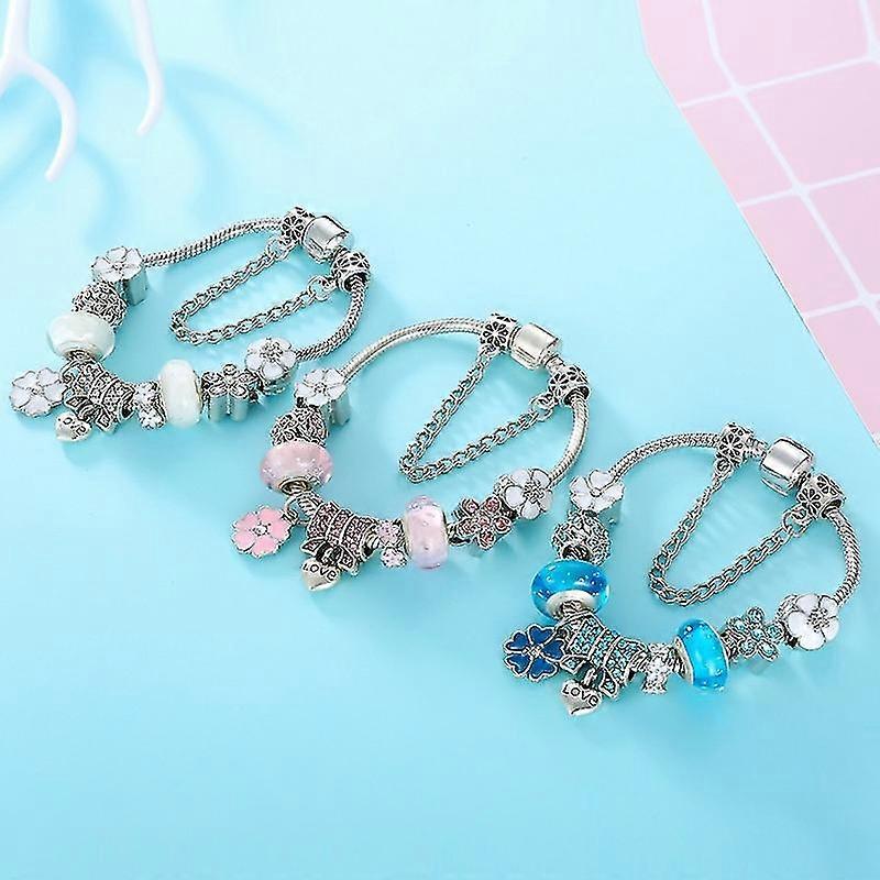 Elegant Floral Charm Bracelet in 925 Sterling Silver for Women - Nature-Inspired Design 6