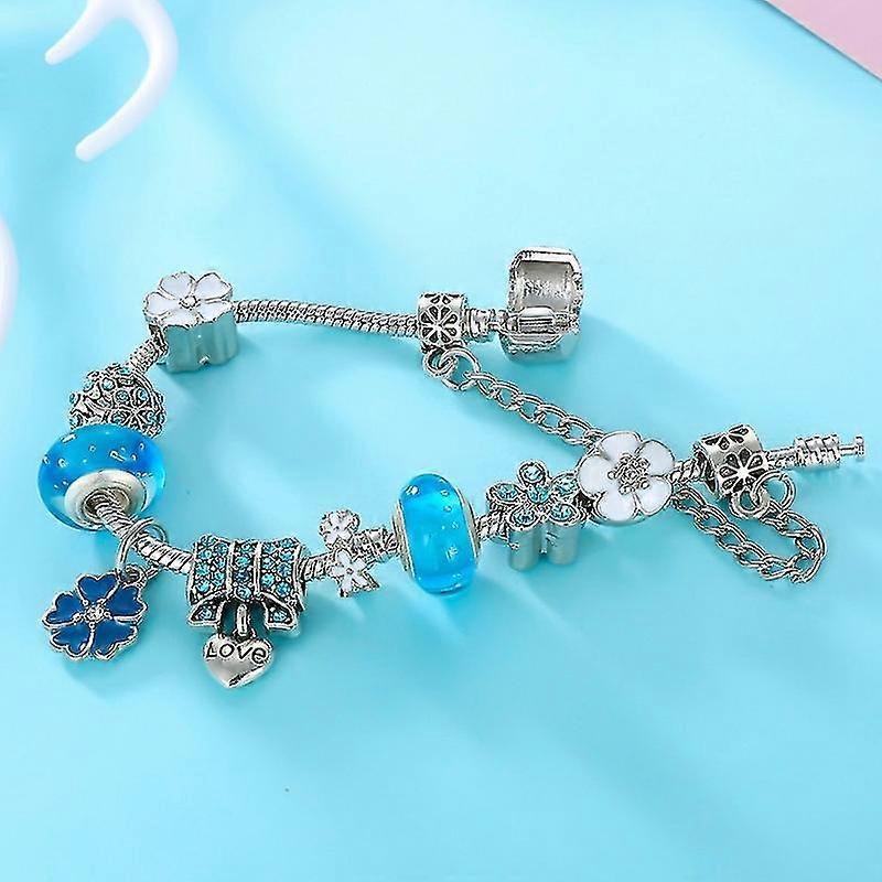 Elegant Floral Charm Bracelet in 925 Sterling Silver for Women - Nature-Inspired Design 5