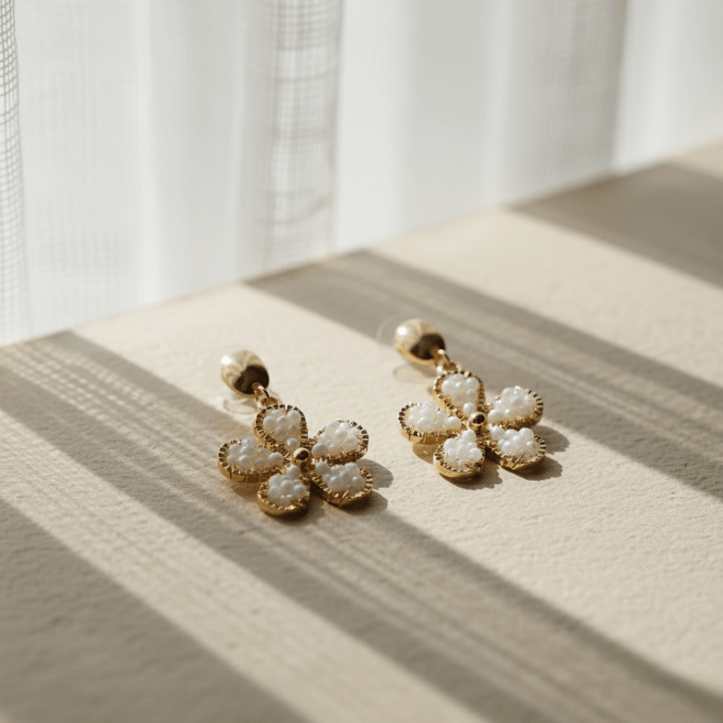 Pendientes colgantes de flor de anémona Sea Foam