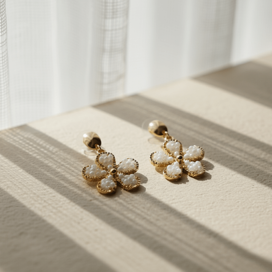 Sea Foam Anemoon Bloem Oorbellen Met Hanger