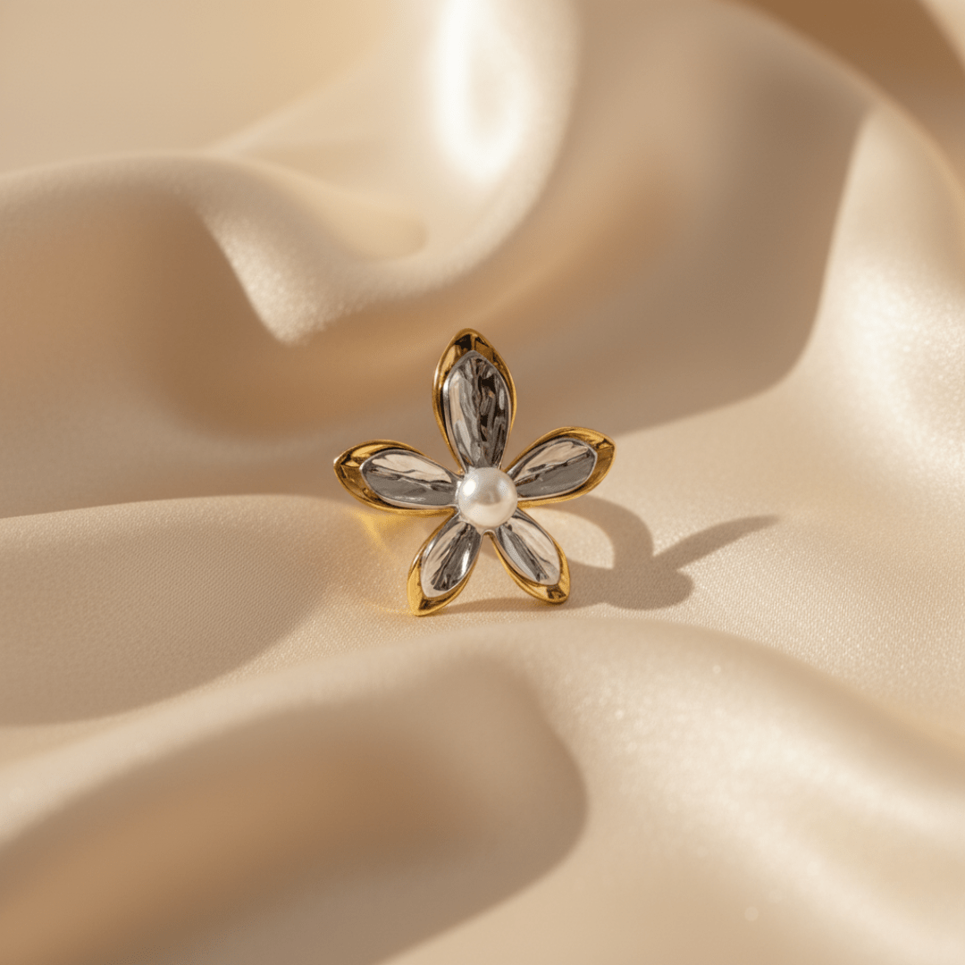 Anillo de perla flor de duna eterna