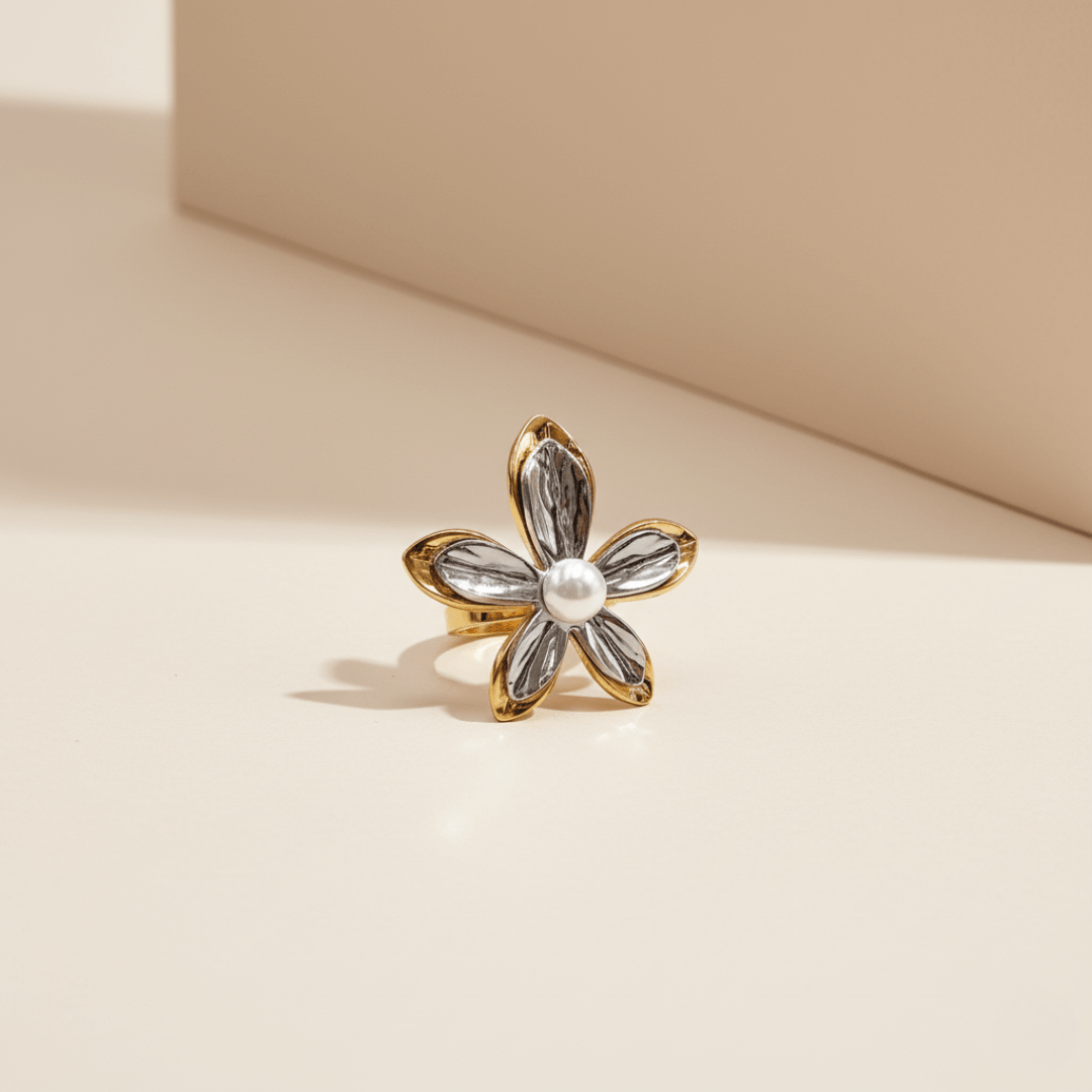 Anillo de perla flor de duna eterna