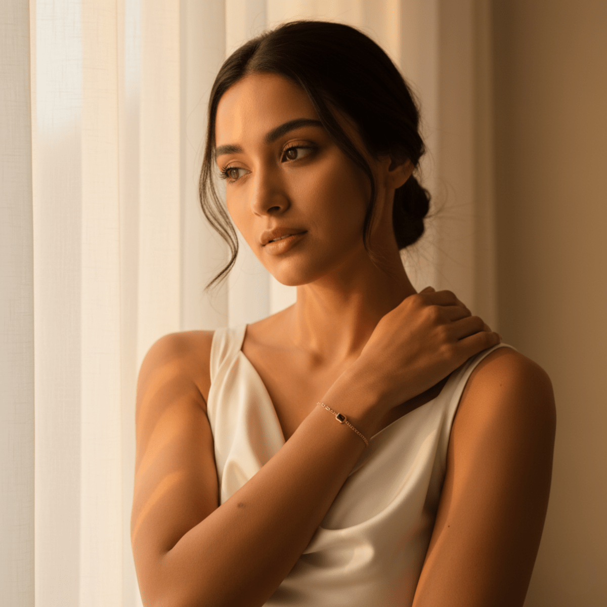 Elegant gouden armband met smaragd en robijn halfedelstenen