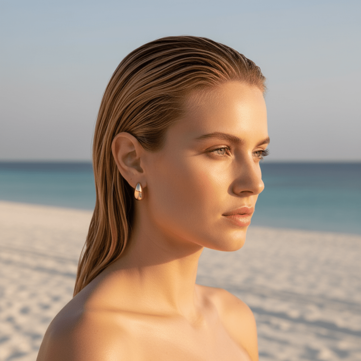 Pendientes de gota de fluido dorados