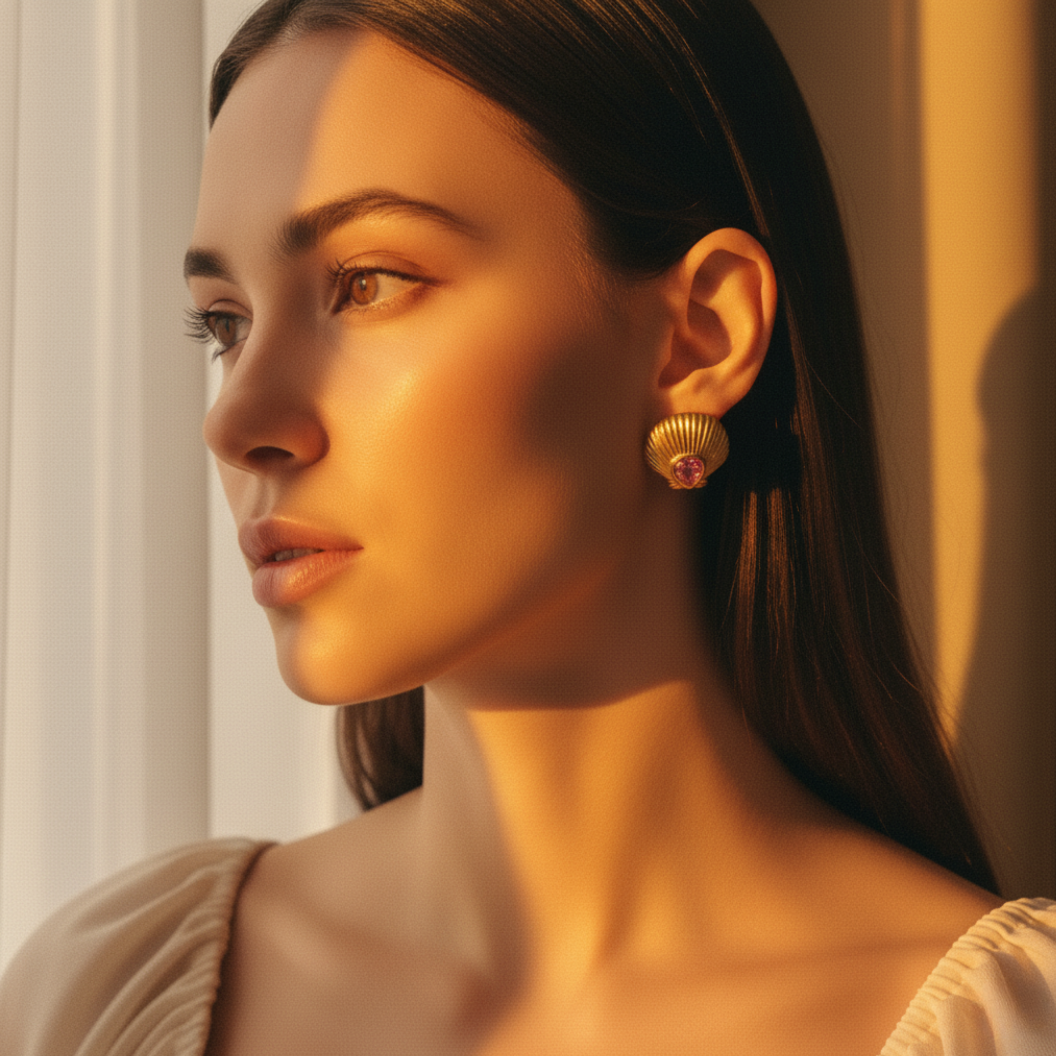 Open Hart Clip Gouden Oorbellen