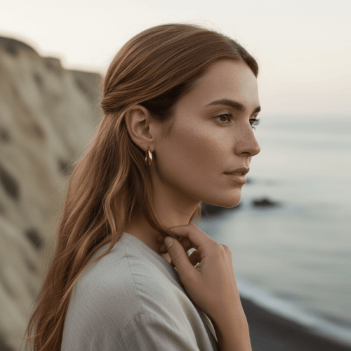 Orecchini a cerchio medi in oro e argento Arc