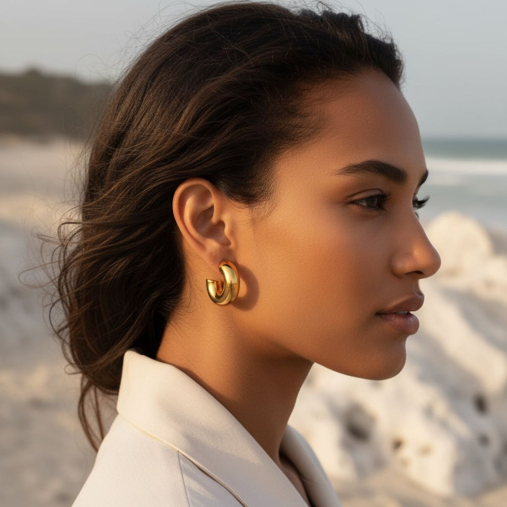 Gepolijste Ocean Shard Chunky Oorbellen