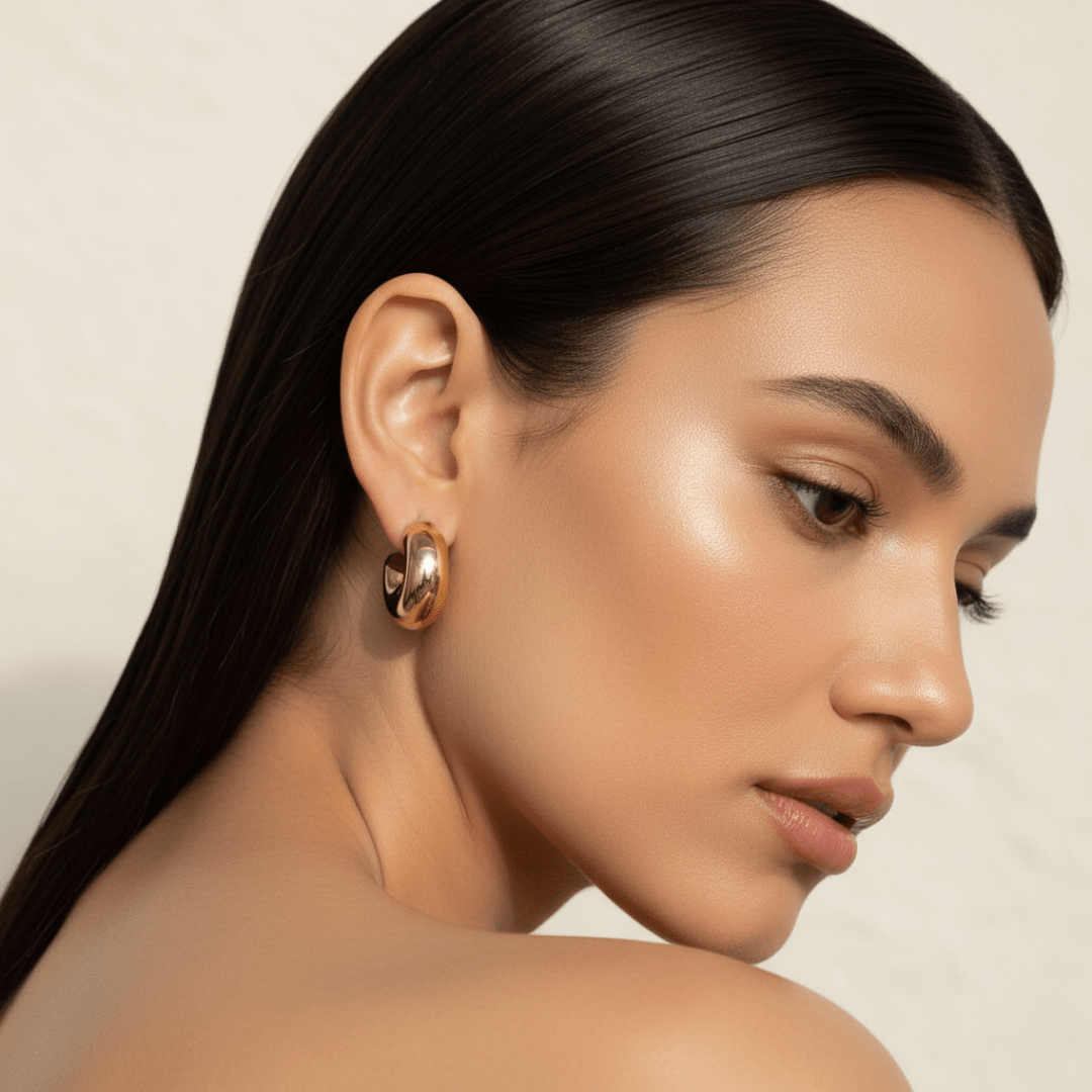 Elegante gouden middelgrote oorringen - gouden hoepels