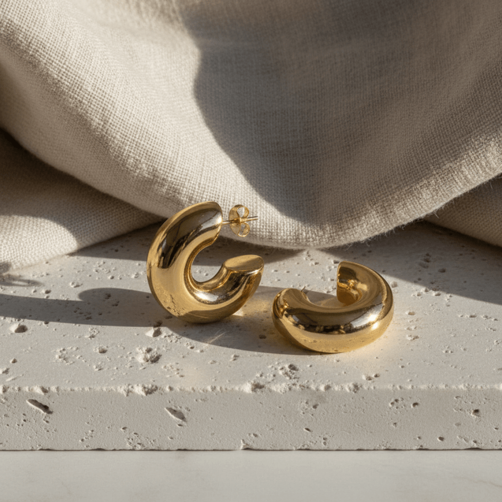 Elegante gouden middelgrote oorringen - gouden hoepels