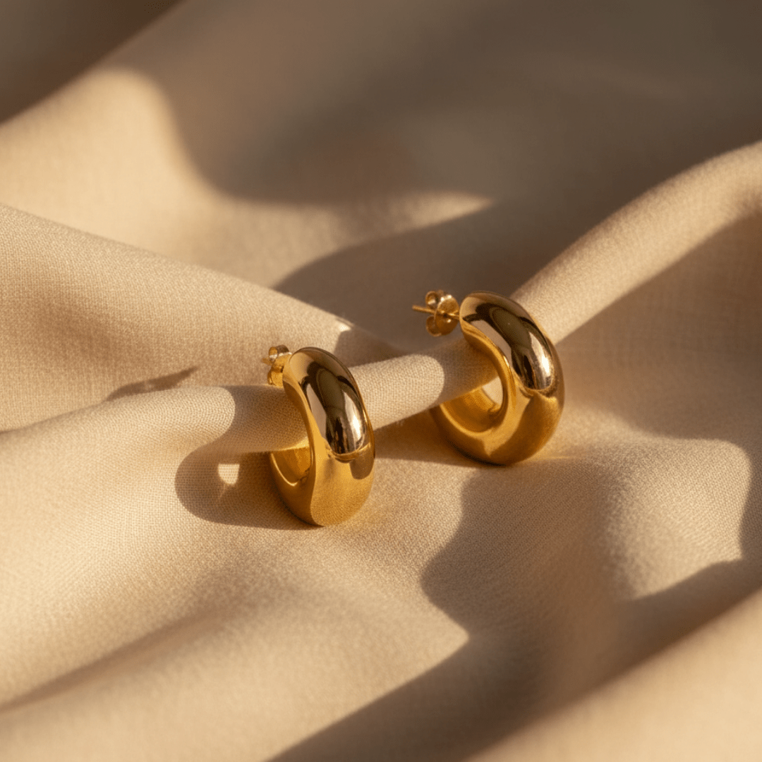 Elegante gouden middelgrote oorringen - gouden hoepels