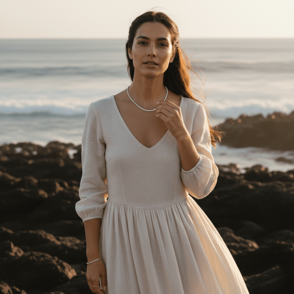 Elegant Gold Necklace - Round Bezel Tennis Design with Cubic Zirconia